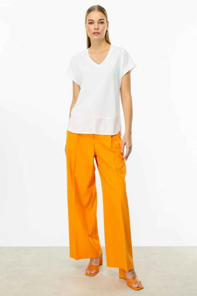 ON TRİKO  V Yaka Kısa Kol T-Shirt 51475 - EKRU