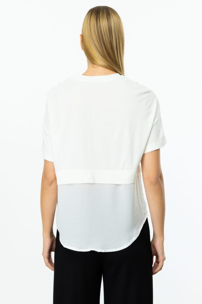 ON TRİKO  Çizgili Kısa Kol Bluz 56456 - EKRU