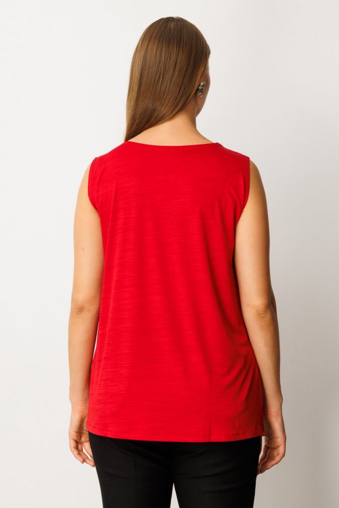 ON TRİKO Kolsuz Basic Bluz 61310 - KIRMIZI