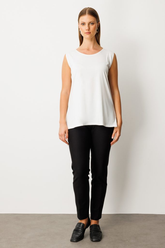 ON TRİKO Kolsuz Basic Bluz 61310 - EKRU