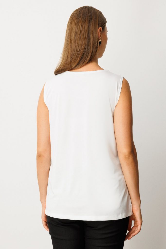 ON TRİKO Kolsuz Basic Bluz 61310 - EKRU