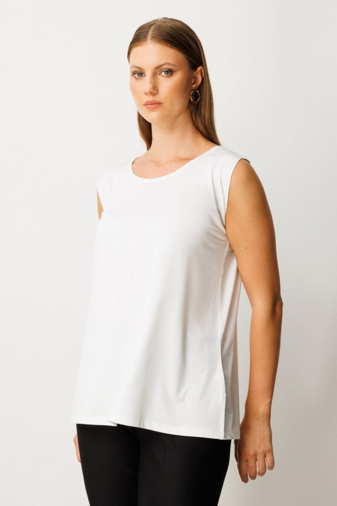 ON TRİKO Kolsuz Basic Bluz 61310 - EKRU