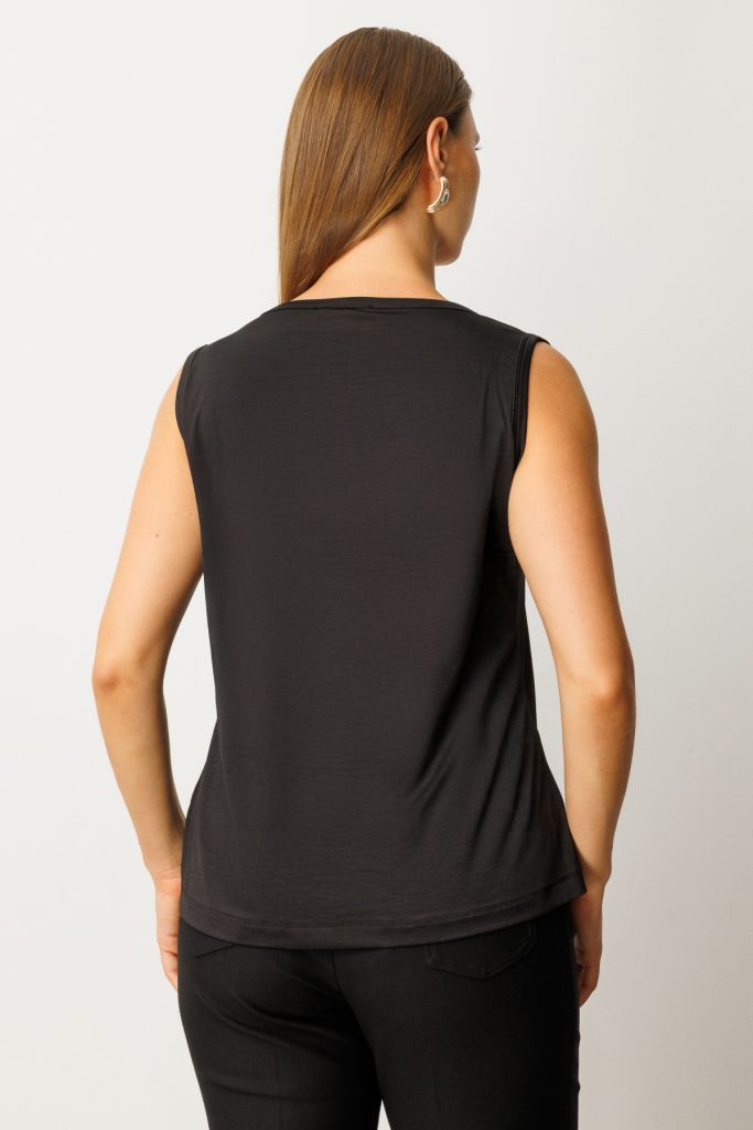 ON TRİKO Yakası Düğme Detaylı Kolsuz Basic 61333 - Siyah