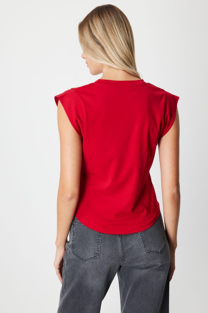 ON TRİKO V Yaka Aksesuar Detaylı Bluz 61354 - KIRMIZI