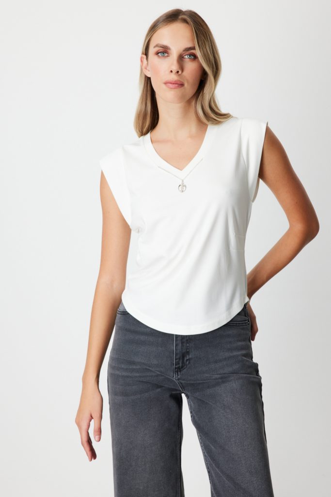 ON TRİKO V Yaka Aksesuar Detaylı Bluz 61354 - EKRU