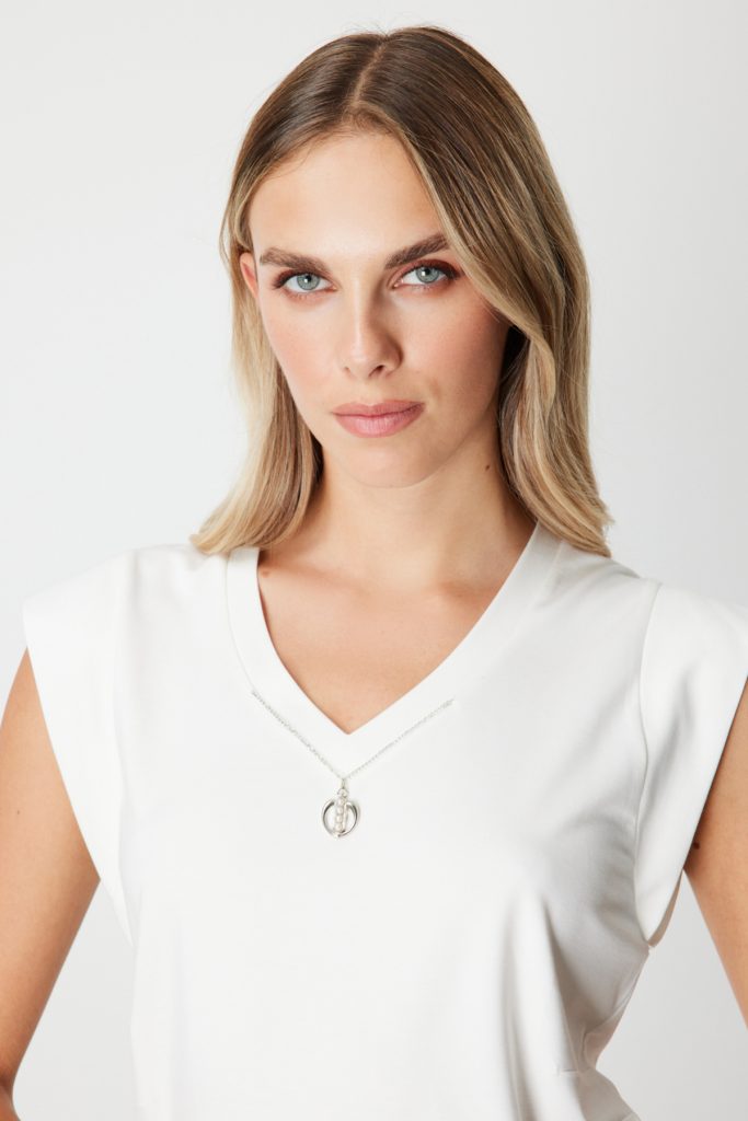 ON TRİKO V Yaka Aksesuar Detaylı Bluz 61354 - EKRU