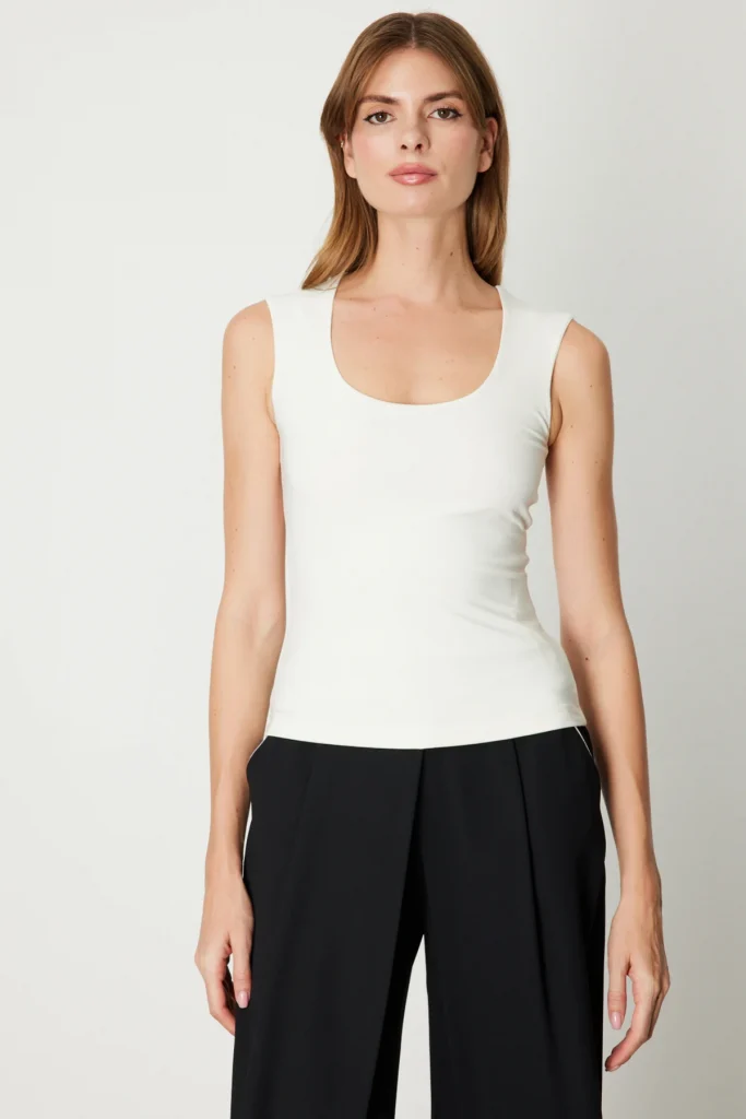 ON TRİKO U Yaka Basic Bluz 61385 - KREM