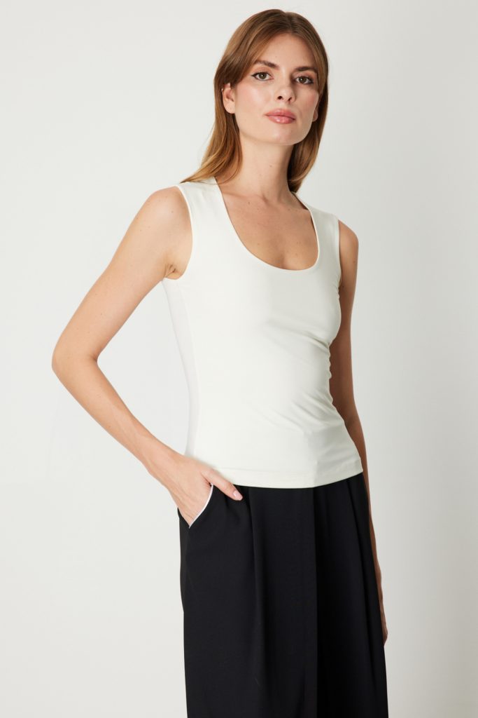 ON TRİKO U Yaka Basic Bluz 61385 - KREM