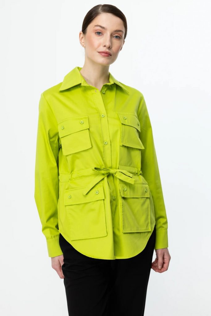 ON TRİKO  Beli Bağcıklı Uzun Kol Ceket  52501 - YEŞİL