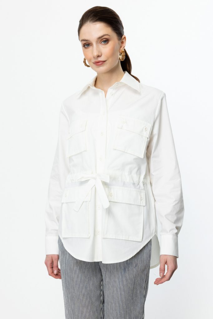 ON TRİKO  Beli Bağcıklı Uzun Kol Ceket  52501 - Beyaz