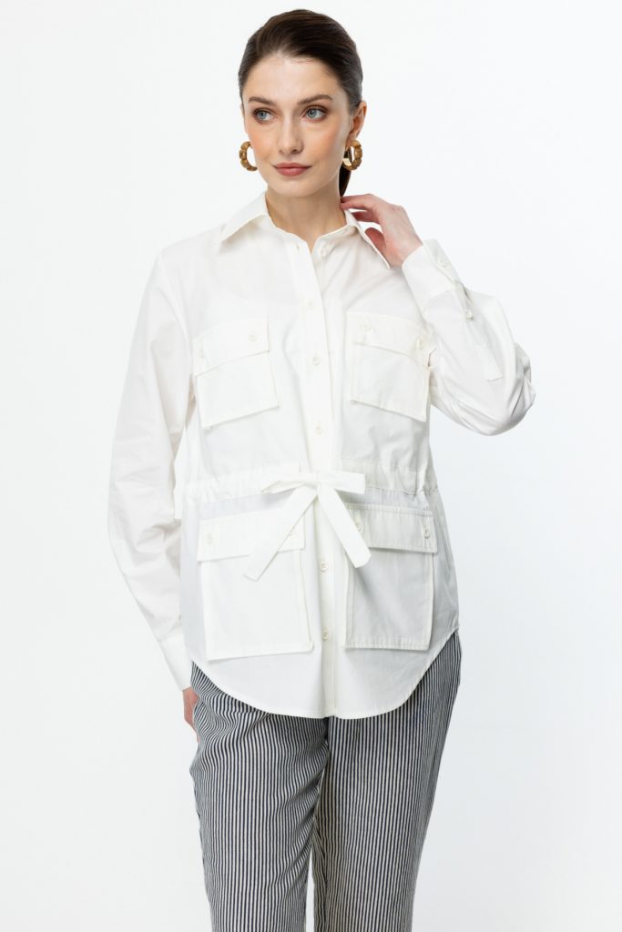 ON TRİKO  Beli Bağcıklı Uzun Kol Ceket  52501 - Beyaz