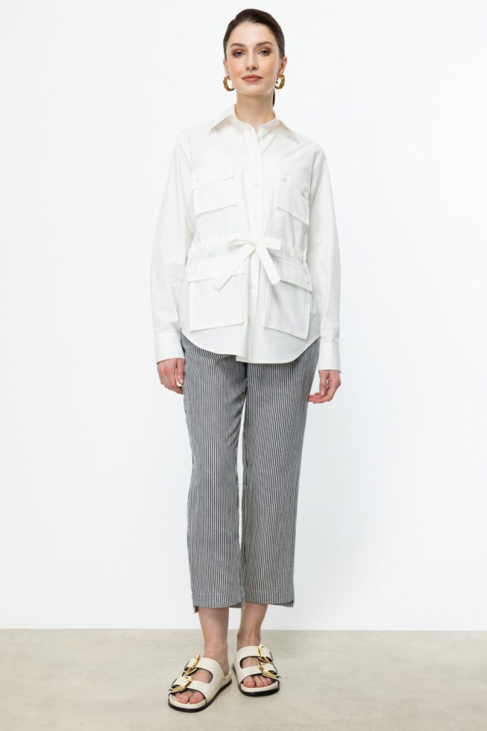 ON TRİKO  Beli Bağcıklı Uzun Kol Ceket  52501 - Beyaz