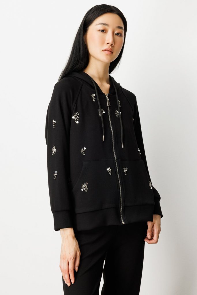 ON TRİKO Taş Detaylı Kapüşonlu Hırka 66503-26k - Siyah