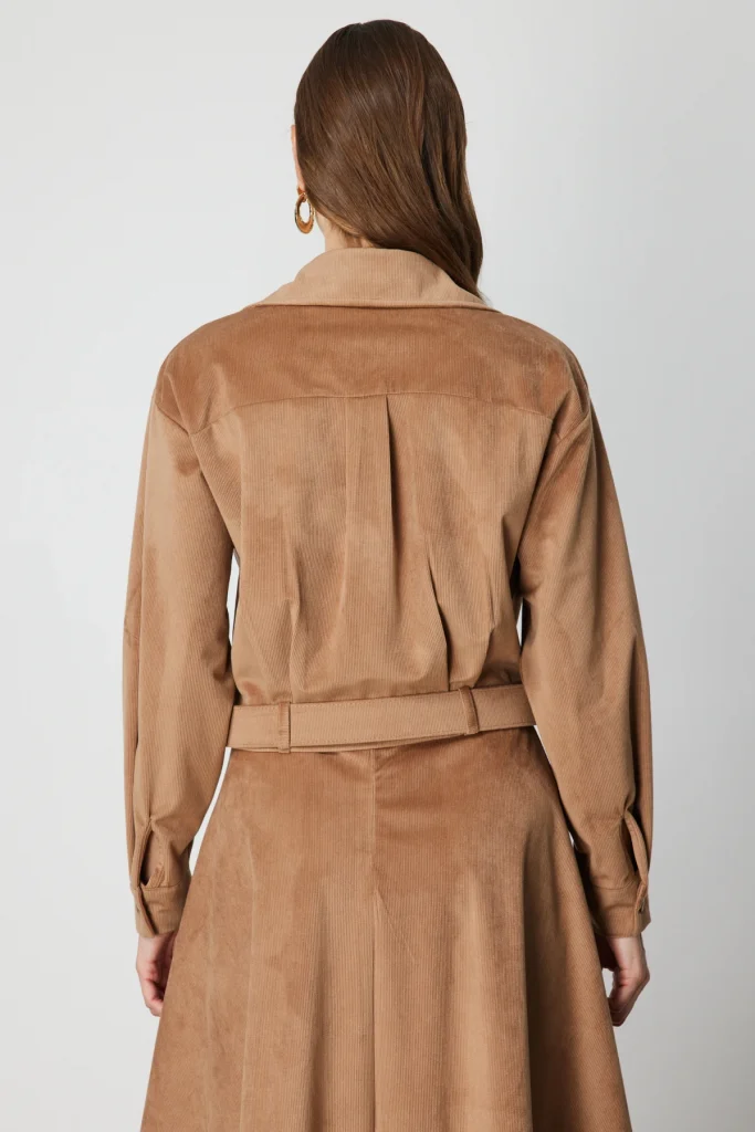 ON TRİKO Beli Kemerli Fitilli Ceket  66534 - camel