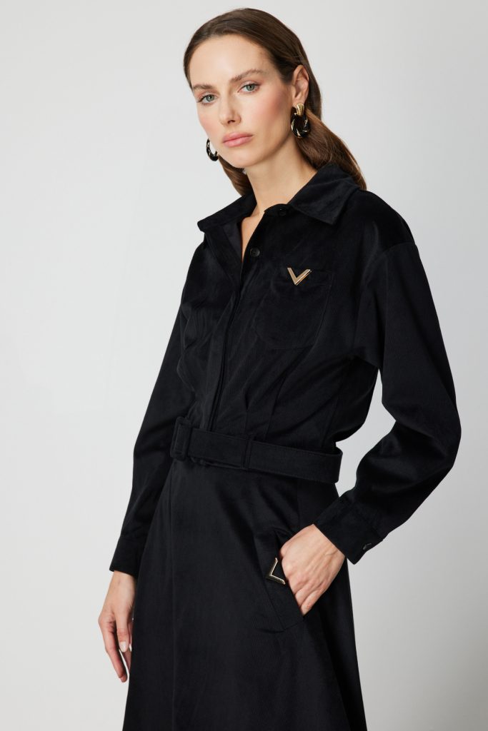 ON TRİKO Beli Kemerli Fitilli Ceket  66534 - Siyah