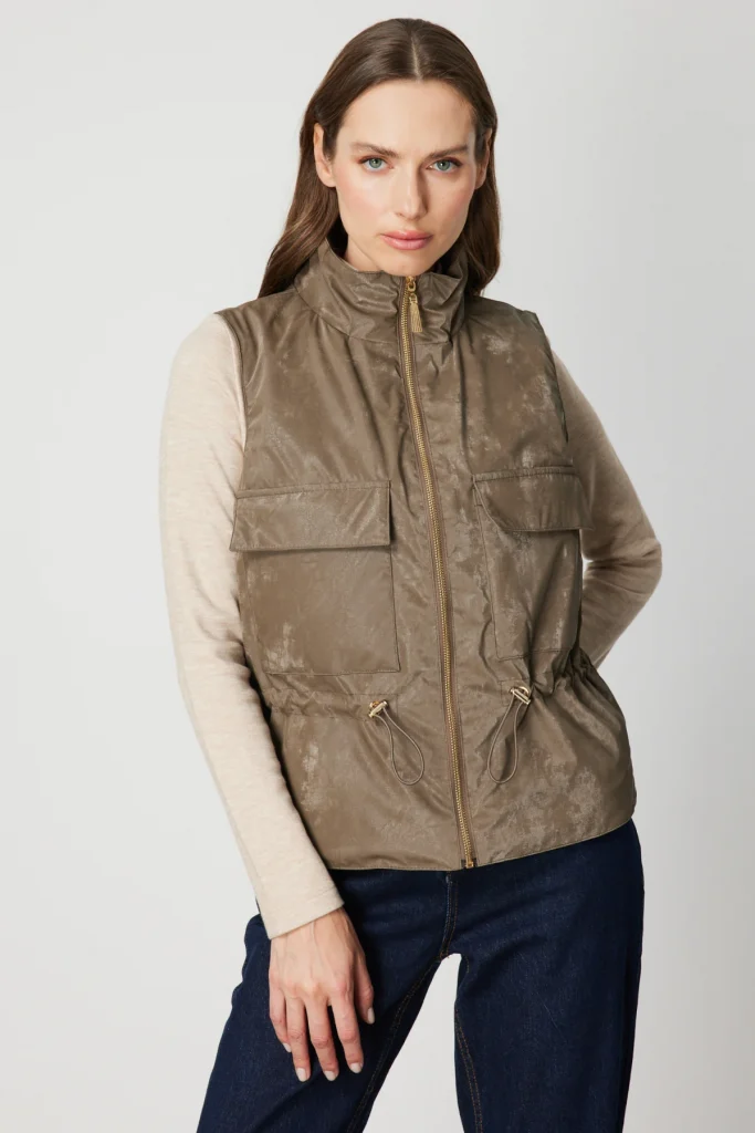 ON TRİKO Dik Yaka Beli Lastikli Yelek 60998 - VİZON