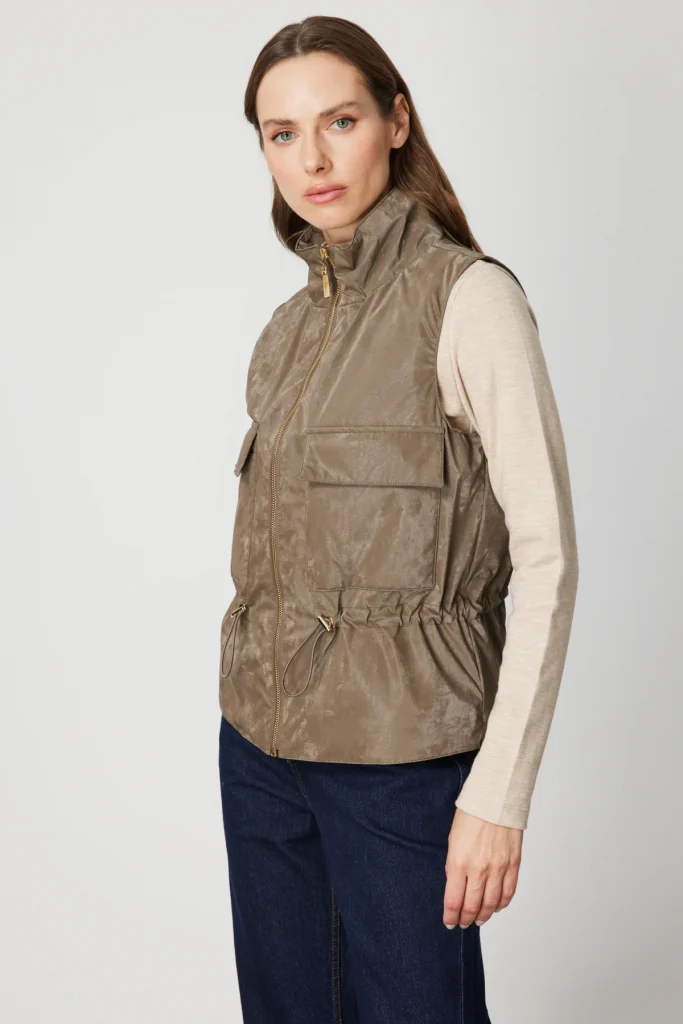 ON TRİKO Dik Yaka Beli Lastikli Yelek 60998 - VİZON