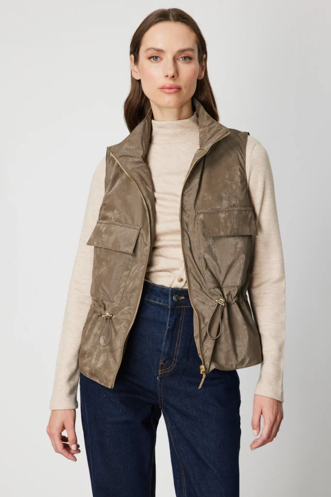 ON TRİKO Dik Yaka Beli Lastikli Yelek 60998 - VİZON