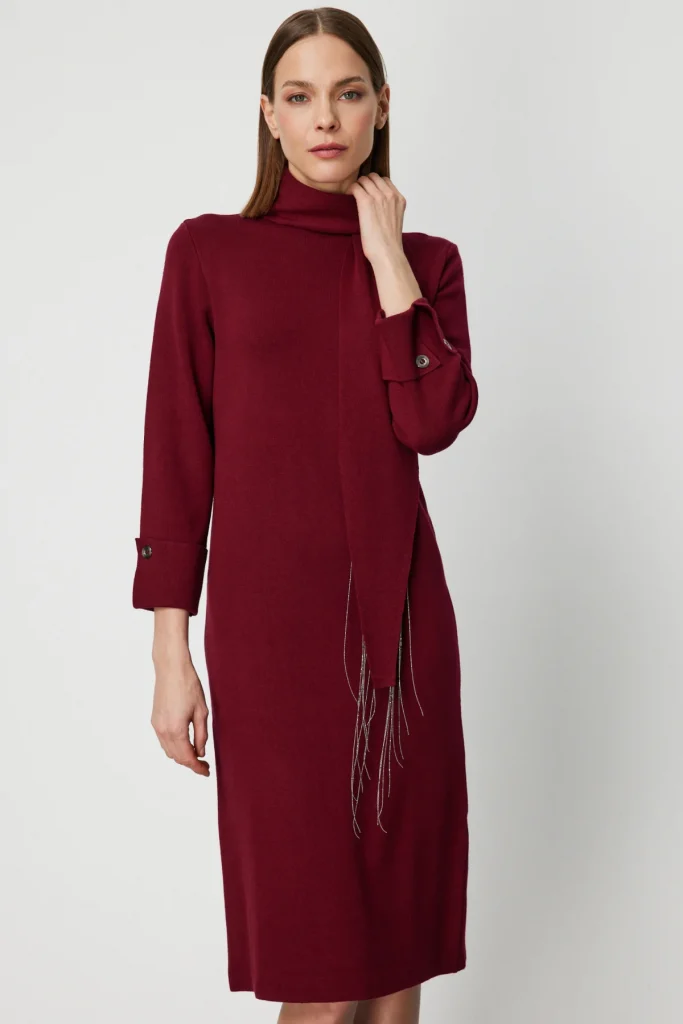 ON TRİKO Kuşaklı Midi Boy Triko Elbise 63315