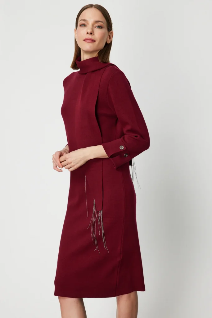 ON TRİKO Kuşaklı Midi Boy Triko Elbise 63315