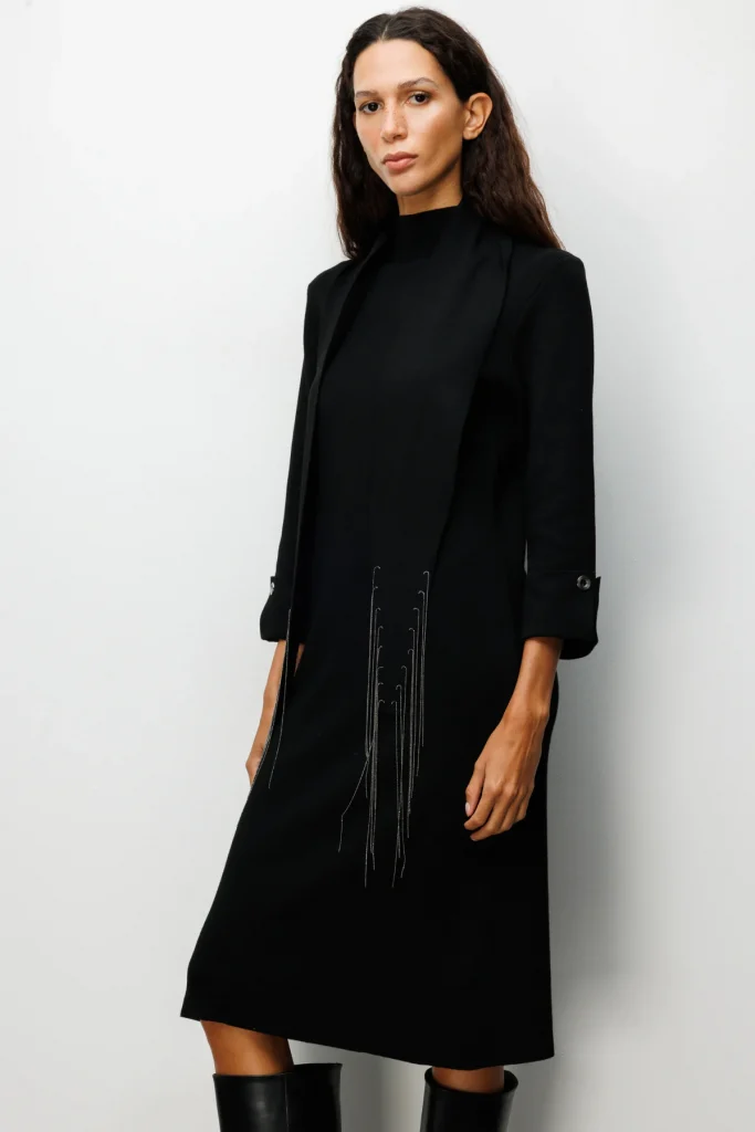 ON TRİKO Kuşaklı Midi Boy Triko Elbise 63315 - Siyah