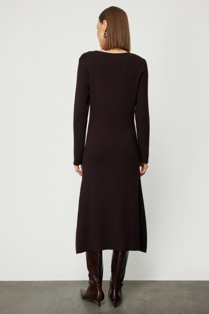 ON TRİKO Önü Büzgülü Düğmeli Triko Elbise 63400