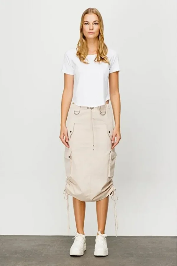 ON TRİKO Cepli Midi Etek 16204