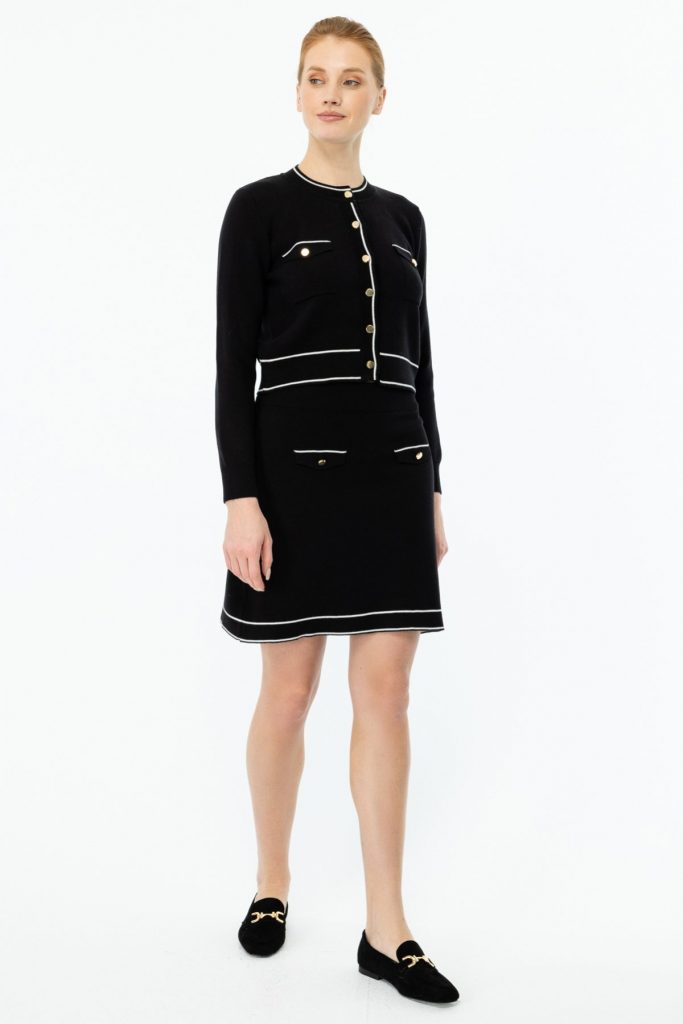 ON TRİKO Beli Lastikli Triko Etek 49905 - Siyah