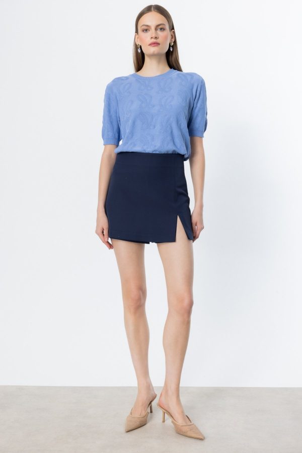 ON TRİKO Yırtmaç Detaylı Şort Etek 54217