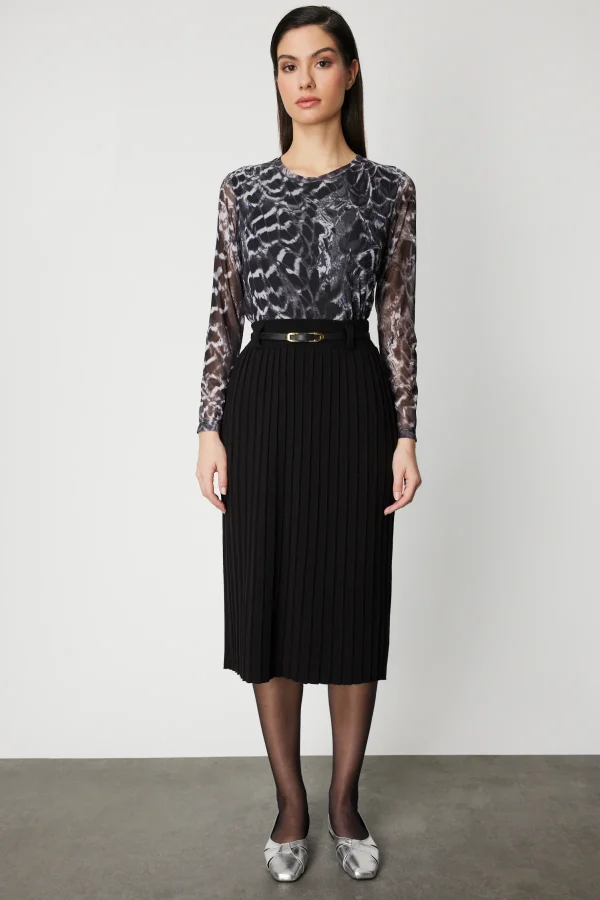 ON Beli Kemerli Midi Boy Triko Etek  65202