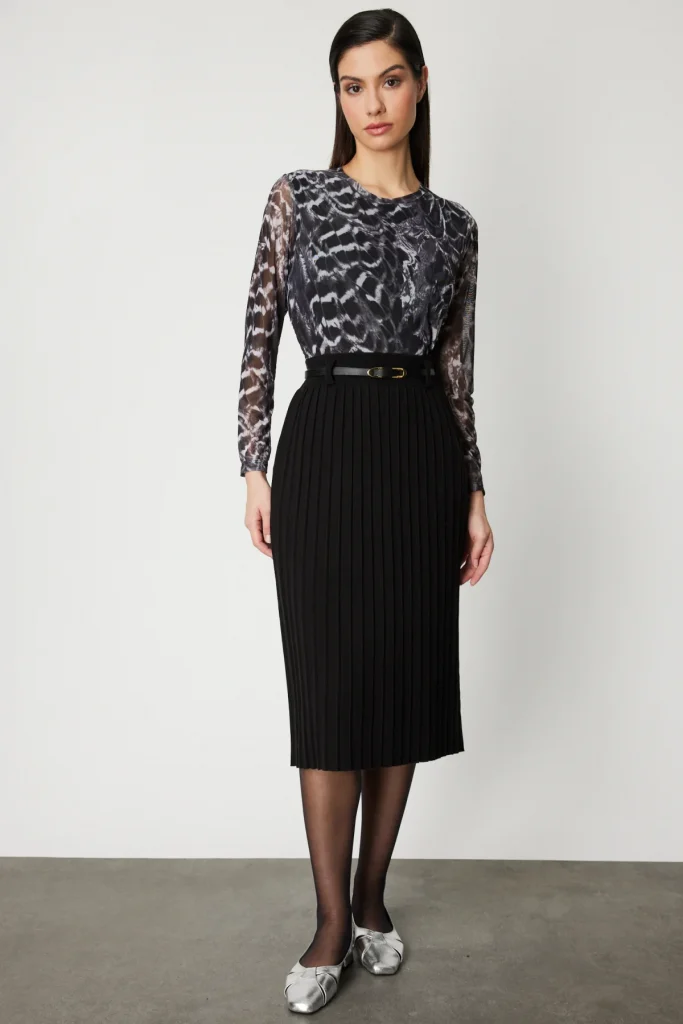 ON Beli Kemerli Midi Boy Triko Etek  65202