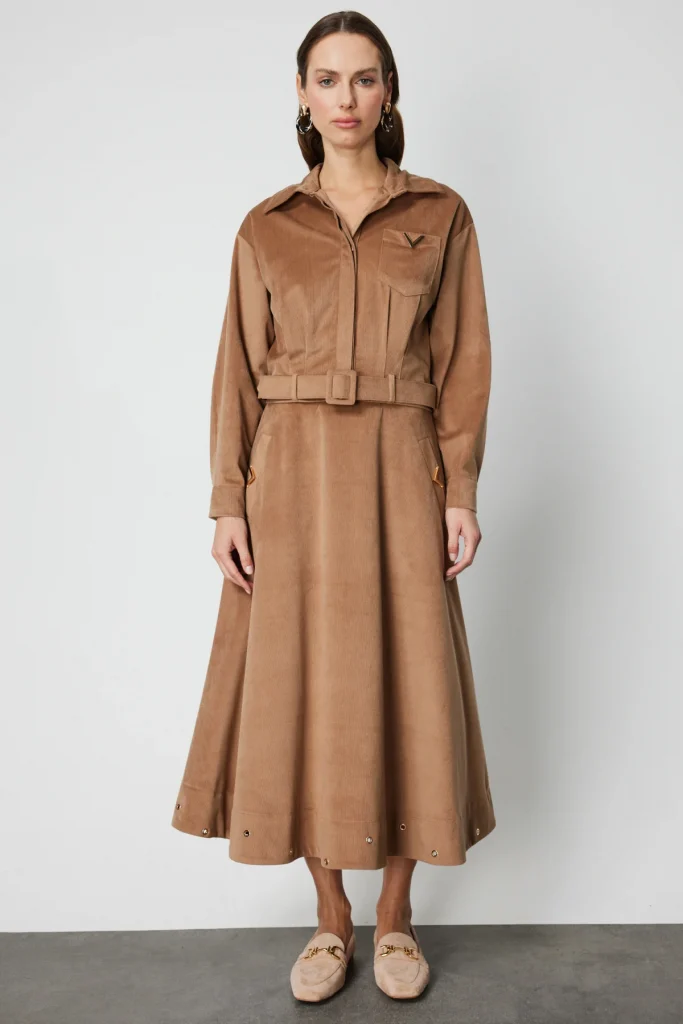 ON TRİKO Zımbalı Fitilli Midi Etek 66535 - camel