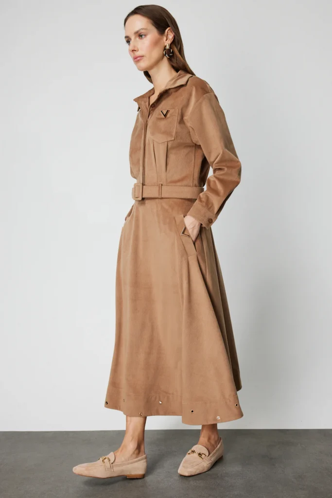 ON TRİKO Zımbalı Fitilli Midi Etek 66535 - camel