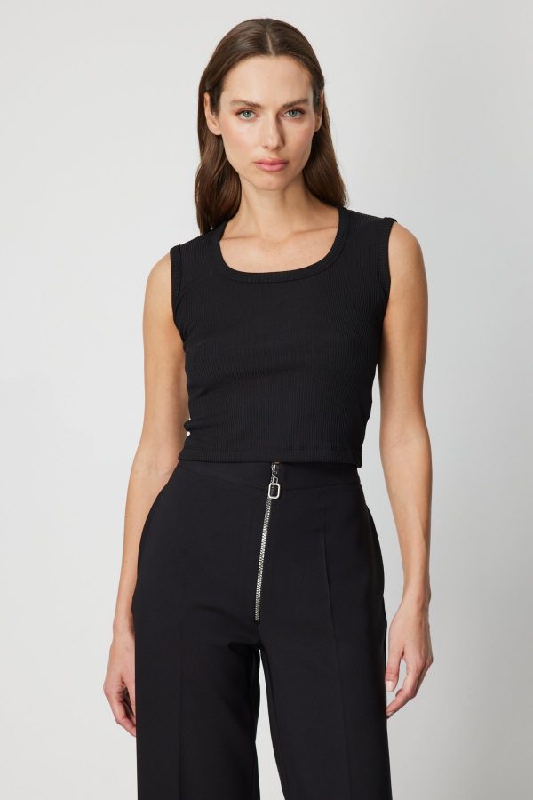 ON TRİKO Fitilli Kolsuz Crop Bluz 61396