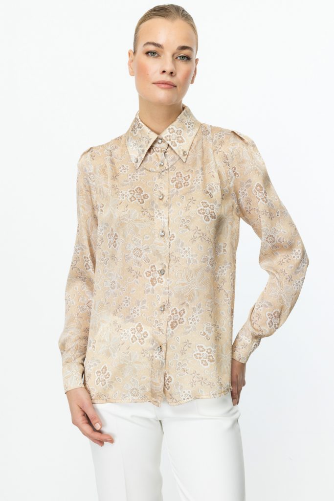 ON TRİKO Aksesuarlı Desenli Gömlek  52331 - SARI