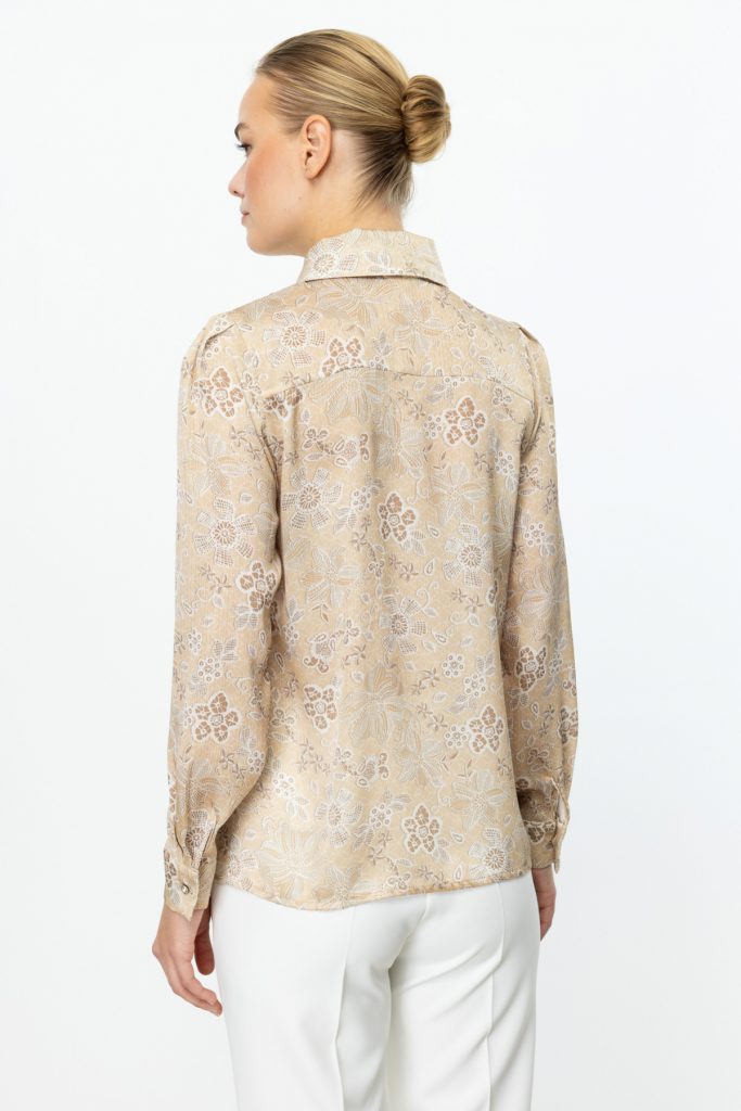 ON TRİKO Aksesuarlı Desenli Gömlek  52331 - SARI