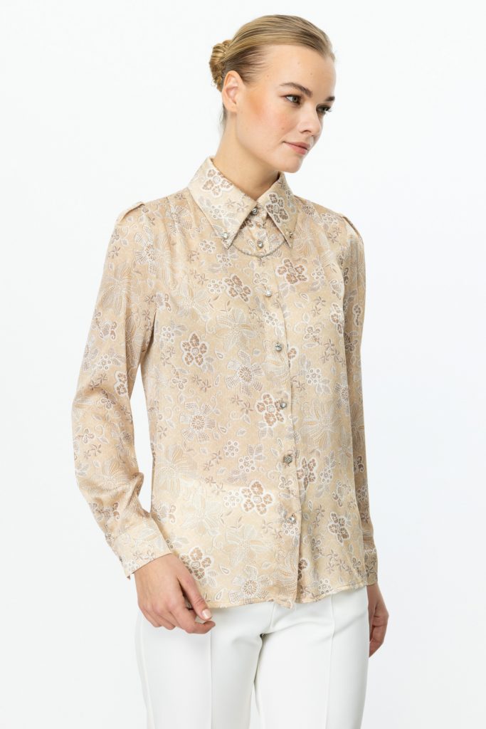 ON TRİKO Aksesuarlı Desenli Gömlek  52331 - SARI