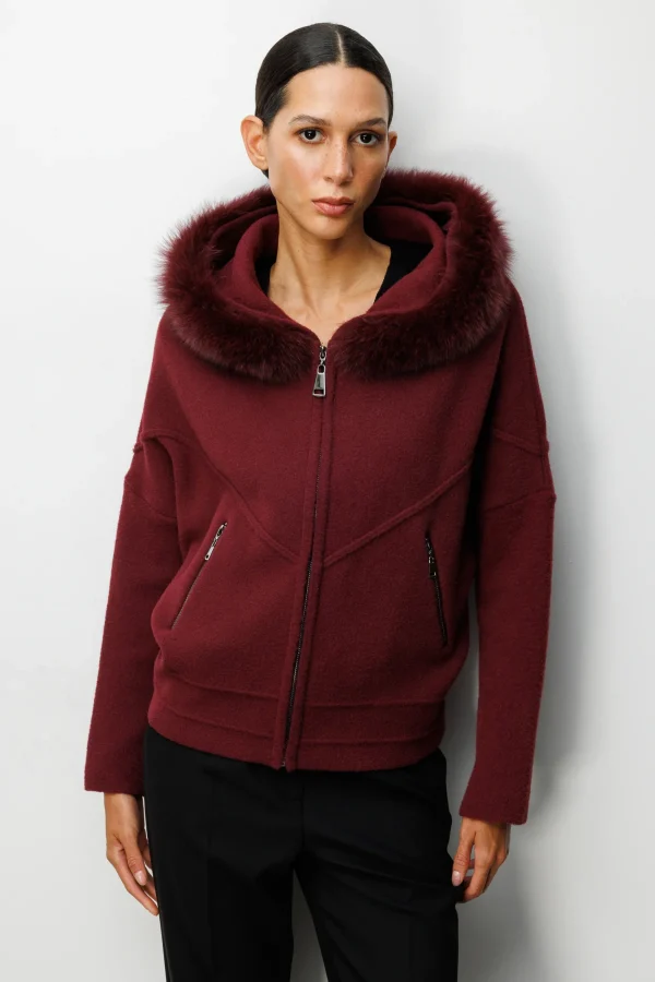 ON TRİKO  Yakası Kürklü Fermuar Cepli Hırka 63908