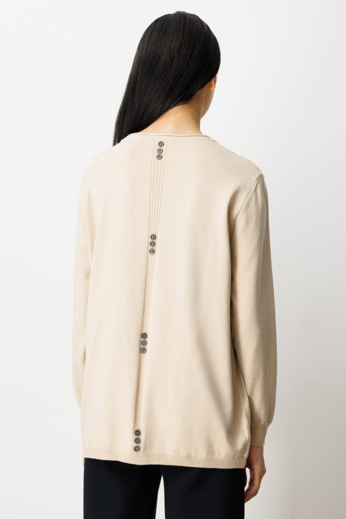 ON TRİKO Kabartma Desenli Cepli Triko Kazak 65344 - BEJ