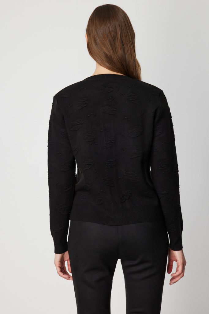 ON TRİKO Kabartmalı Sıfır Yaka Hırka 6693 - Siyah