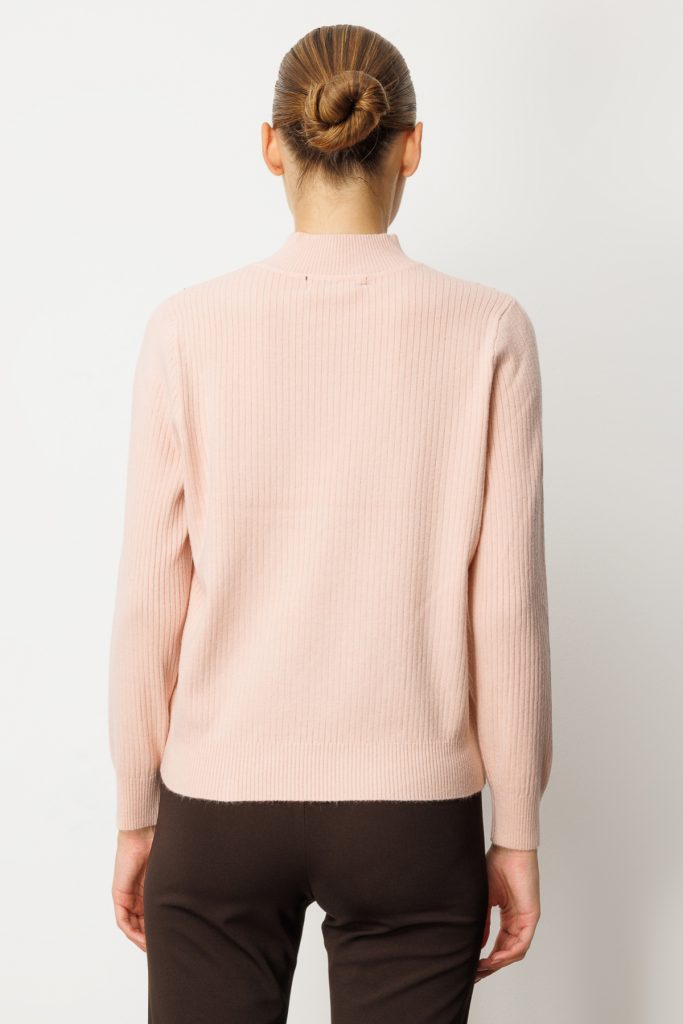 ON TRİKO Yakası Tül Detaylı Taşlı Triko Kazak 60343 - pembe