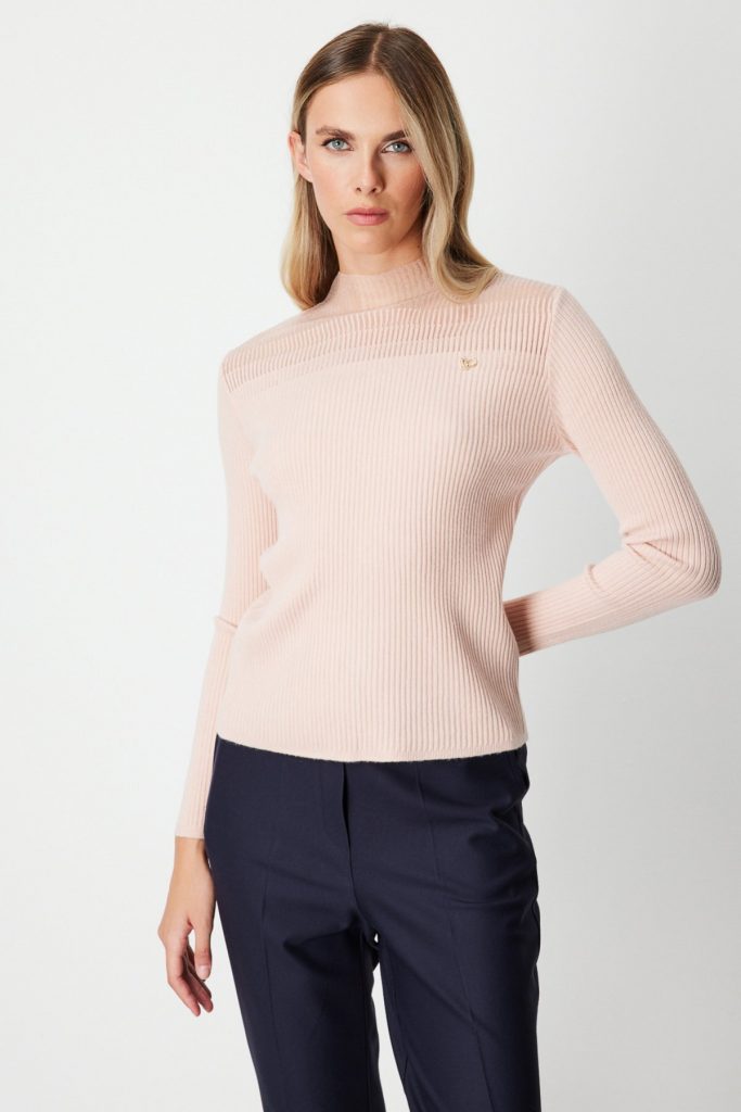 ON TRİKO Aksesuar Detaylı Triko Kazak  60346 - pembe