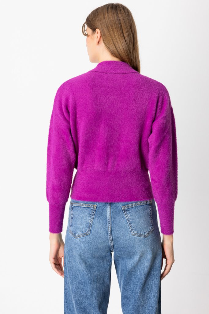 ON TRİKO Dik Yaka Peluş Kazak 63313 - fusya