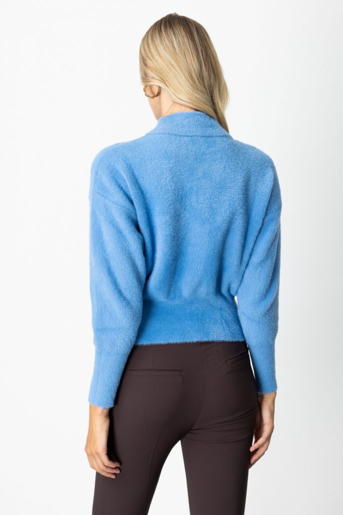 ON TRİKO Dik Yaka Peluş Kazak 63313 - MAVİ