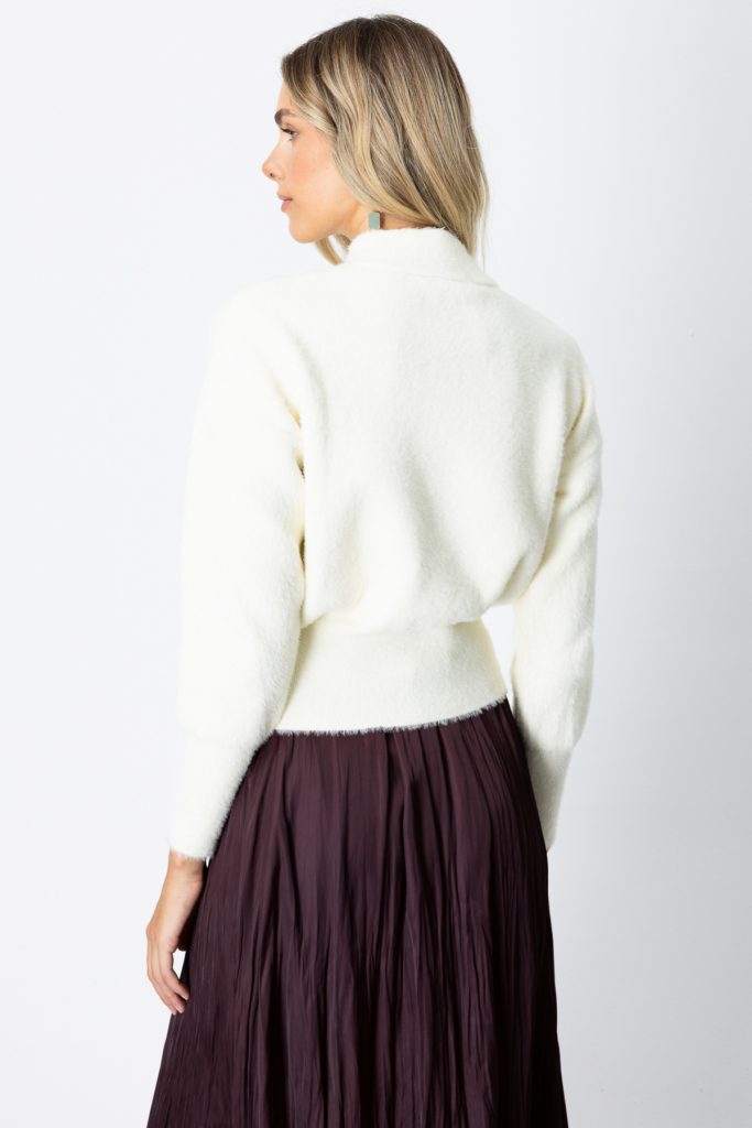 ON TRİKO Dik Yaka Peluş Kazak 63313 - KREM