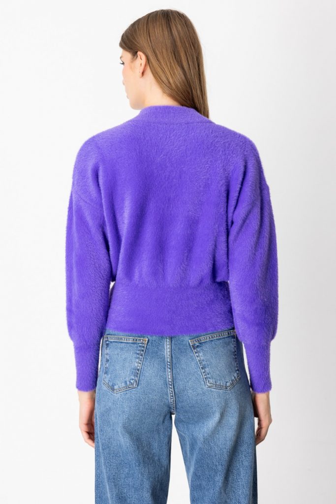 ON TRİKO Dik Yaka Peluş Kazak 63313 - Mor