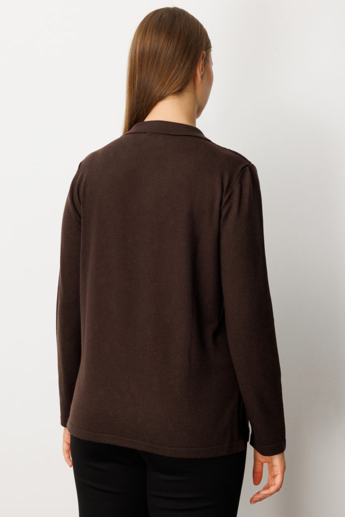 ON TRİKO İnci Detaylı Polo Yaka Triko Kazak 63381 - kahve