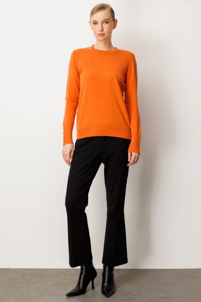 ON TRİKO Sıfır Yaka Basic Triko Kazak  63500 - oranj