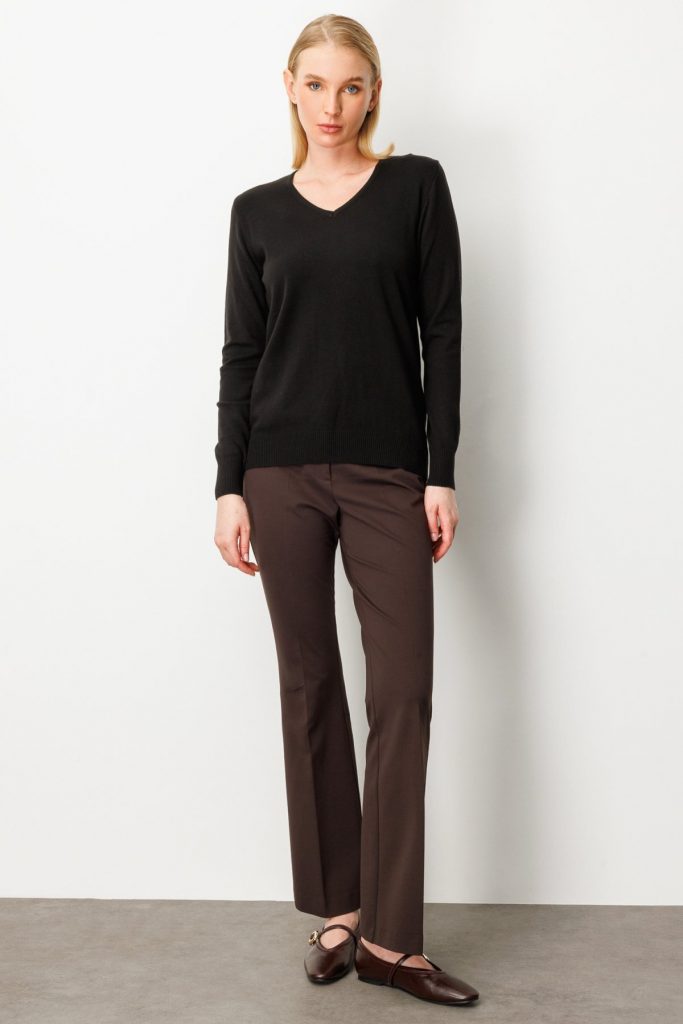 ON TRİKO V Yaka Triko Kazak 63501-26k - Siyah