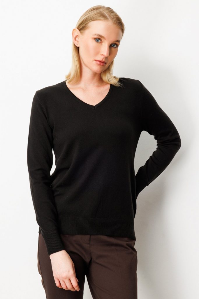 ON TRİKO V Yaka Triko Kazak 63501-26k - Siyah